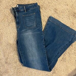 High-Rise Wide Leg Flare Jeans - Blue